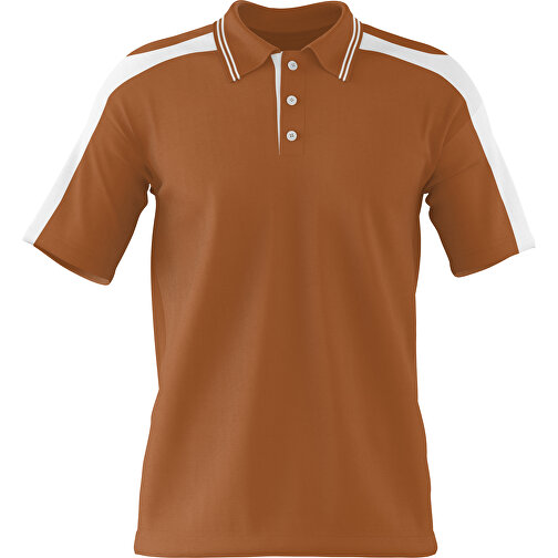 Poloshirt Individuell Gestaltbar , braun / weiss, 200gsm Poly / Cotton Pique, XS, 60,00cm x 40,00cm (Höhe x Breite), Bild 1