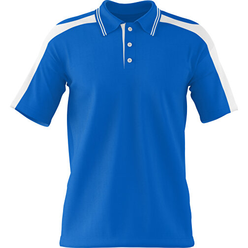 Poloshirt Individuell Gestaltbar , kobaltblau / weiss, 200gsm Poly / Cotton Pique, XL, 76,00cm x 59,00cm (Höhe x Breite), Bild 1