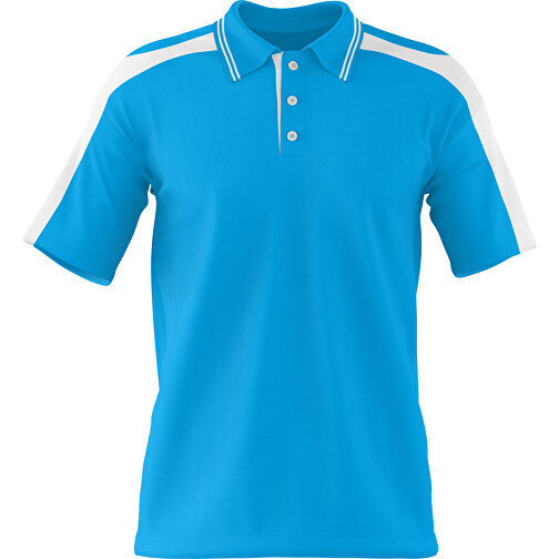 Poloshirt Individuell Gestaltbar , himmelblau / weiß, 200gsm Poly / Cotton Pique, XL, 76,00cm x 59,00cm (Höhe x Breite), Bild 1