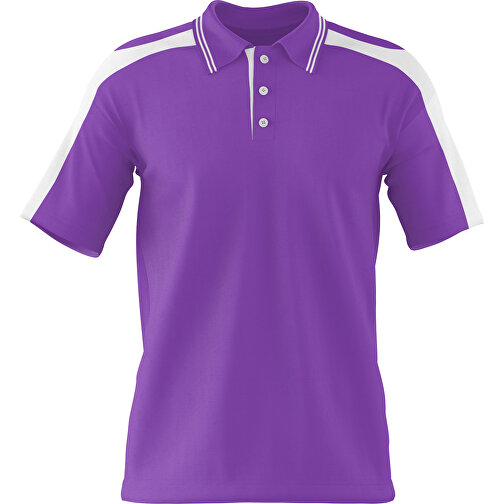 Poloshirt Individuell Gestaltbar , lavendellila / weiss, 200gsm Poly / Cotton Pique, XL, 76,00cm x 59,00cm (Höhe x Breite), Bild 1