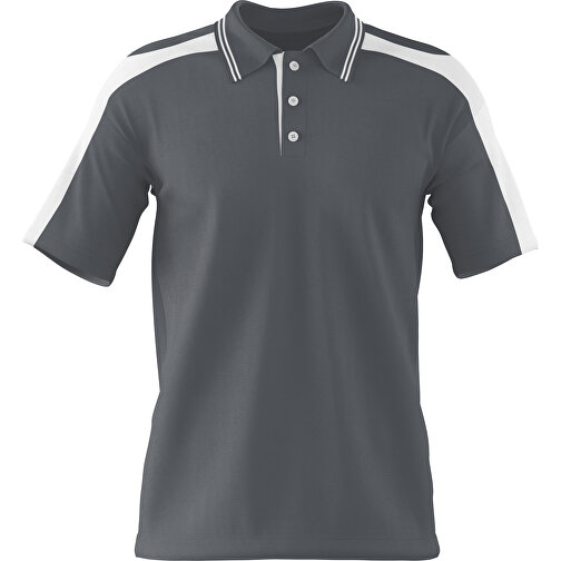 Poloshirt Individuell Gestaltbar , dunkelgrau / weiß, 200gsm Poly / Cotton Pique, S, 65,00cm x 45,00cm (Höhe x Breite), Bild 1