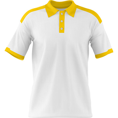 Poloshirt Individuell Gestaltbar , weiß / goldgelb, 200gsm Poly / Cotton Pique, XS, 60,00cm x 40,00cm (Höhe x Breite), Bild 1