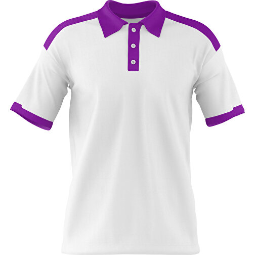 Poloshirt Individuell Gestaltbar , weiss / dunkelmagenta, 200gsm Poly / Cotton Pique, XL, 76,00cm x 59,00cm (Höhe x Breite), Bild 1