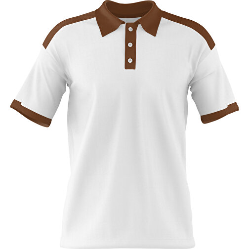 Poloshirt Individuell Gestaltbar , weiß / dunkelbraun, 200gsm Poly / Cotton Pique, S, 65,00cm x 45,00cm (Höhe x Breite), Bild 1