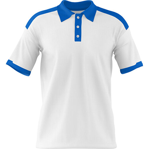 Poloshirt Individuell Gestaltbar , weiß / kobaltblau, 200gsm Poly / Cotton Pique, S, 65,00cm x 45,00cm (Höhe x Breite), Bild 1