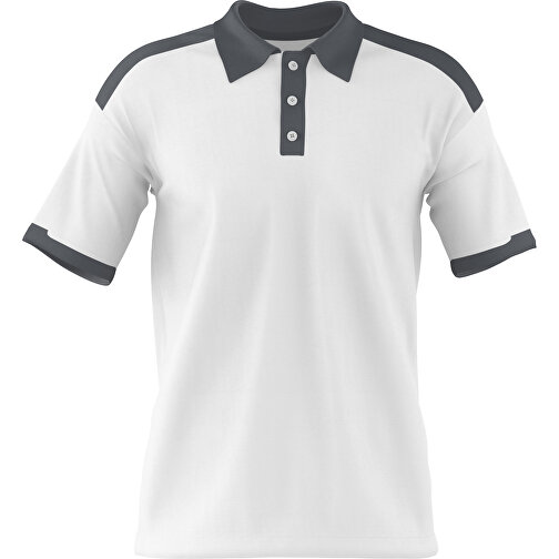 Poloshirt Individuell Gestaltbar , weiss / dunkelgrau, 200gsm Poly / Cotton Pique, M, 70,00cm x 49,00cm (Höhe x Breite), Bild 1