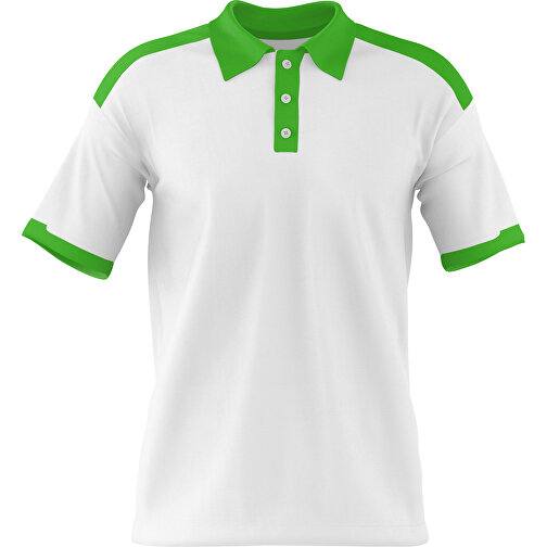 Poloshirt Individuell Gestaltbar , weiß / grasgrün, 200gsm Poly / Cotton Pique, M, 70,00cm x 49,00cm (Höhe x Breite), Bild 1