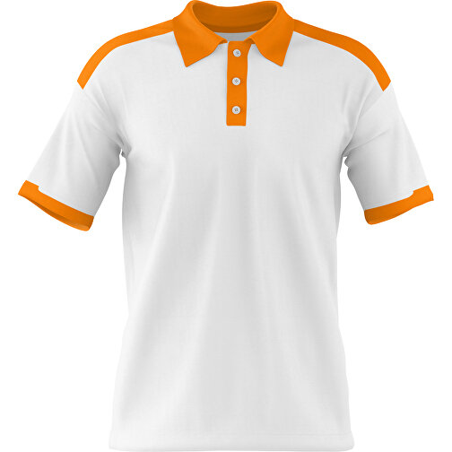 Poloshirt Individuell Gestaltbar , weiss / gelborange, 200gsm Poly / Cotton Pique, M, 70,00cm x 49,00cm (Höhe x Breite), Bild 1