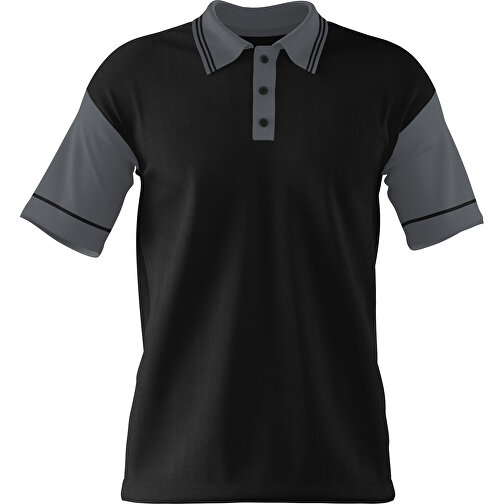Poloshirt Individuell Gestaltbar , schwarz / dunkelgrau, 200gsm Poly / Cotton Pique, XS, 60,00cm x 40,00cm (Höhe x Breite), Bild 1