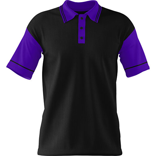 Poloshirt Individuell Gestaltbar , schwarz / violet, 200gsm Poly / Cotton Pique, XL, 76,00cm x 59,00cm (Höhe x Breite), Bild 1