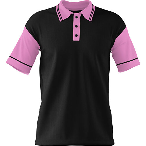 Poloshirt Individuell Gestaltbar , schwarz / rosa, 200gsm Poly / Cotton Pique, XL, 76,00cm x 59,00cm (Höhe x Breite), Bild 1