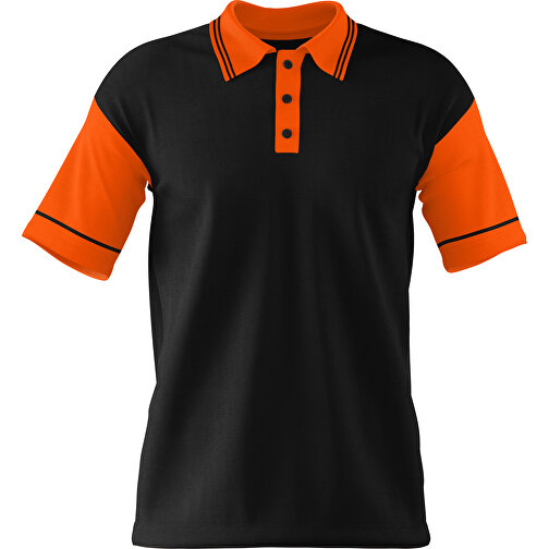 Poloshirt Individuell Gestaltbar , schwarz / orange, 200gsm Poly / Cotton Pique, XL, 76,00cm x 59,00cm (Höhe x Breite), Bild 1