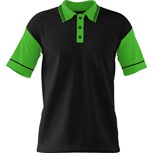 Poloshirt Individuell Gestaltbar , schwarz / grasgrün, 200gsm Poly / Cotton Pique, S, 65,00cm x 45,00cm (Höhe x Breite), Bild 1