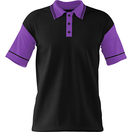 Poloshirt Individuell Gestaltbar , schwarz / lavendellila, 200gsm Poly / Cotton Pique, S, 65,00cm x 45,00cm (Höhe x Breite), Bild 1
