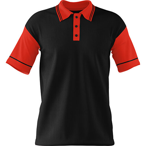 Poloshirt Individuell Gestaltbar , schwarz / rot, 200gsm Poly / Cotton Pique, M, 70,00cm x 49,00cm (Höhe x Breite), Bild 1