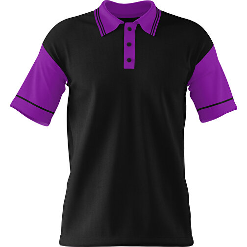 Poloshirt Individuell Gestaltbar , schwarz / dunkelmagenta, 200gsm Poly / Cotton Pique, M, 70,00cm x 49,00cm (Höhe x Breite), Bild 1