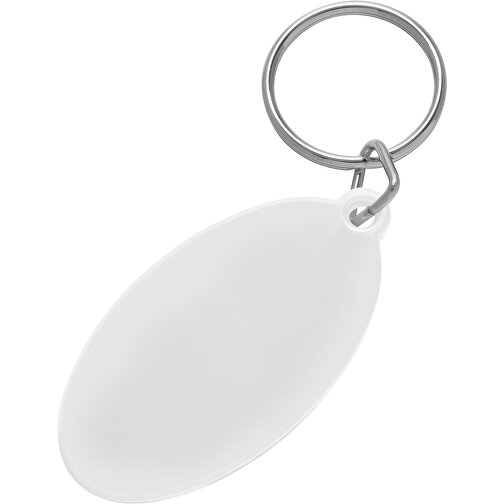 Schlüsselanhänger 'Oval' , weiß, ABS+PS+MET, 5,40cm x 0,30cm x 2,80cm (Länge x Höhe x Breite), Bild 1