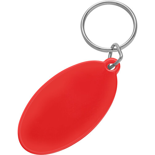 Schlüsselanhänger 'Oval' , rot, ABS+PS+MET, 5,40cm x 0,30cm x 2,80cm (Länge x Höhe x Breite), Bild 1