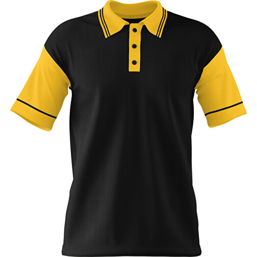 Poloshirt Individuell Gestaltbar , schwarz / sonnengelb, 200gsm Poly / Cotton Pique, M, 70,00cm x 49,00cm (Höhe x Breite), Bild 1