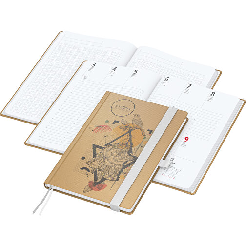 Buchkalender Match-Hybrid White Bestseller A5, Natura Braun-individuell, Silbergrau , braun, weiß, Schreibpapier 90 g/m², 21,00cm x 14,80cm (Länge x Breite), Bild 1