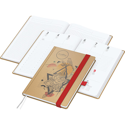 Bogkalender Match-Hybrid White bestseller A5, Natura brun, rød, Billede 1