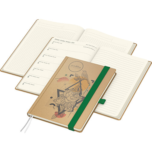 Buchkalender Match-Hybrid Creme Bestseller, Natura Braun-individuell, Grün , braun, grün, 21,00cm x 14,80cm (Länge x Breite), Bild 1