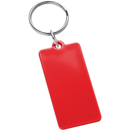 Schlüsselanhänger 'Rechteck' , rot, ABS+PS+MET, 5,30cm x 0,30cm x 2,50cm (Länge x Höhe x Breite), Bild 1