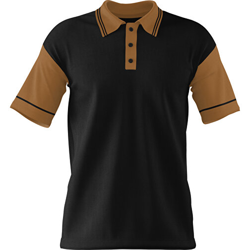 Poloshirt Individuell Gestaltbar , schwarz / erdbraun, 200gsm Poly / Cotton Pique, L, 73,50cm x 54,00cm (Höhe x Breite), Bild 1