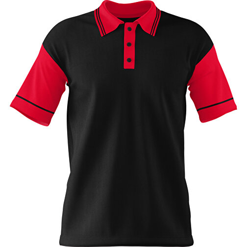 Poloshirt Individuell Gestaltbar , schwarz / ampelrot, 200gsm Poly / Cotton Pique, L, 73,50cm x 54,00cm (Höhe x Breite), Bild 1