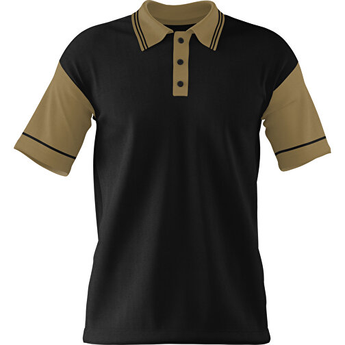 Poloshirt Individuell Gestaltbar , schwarz / gold, 200gsm Poly / Cotton Pique, 3XL, 81,00cm x 66,00cm (Höhe x Breite), Bild 1