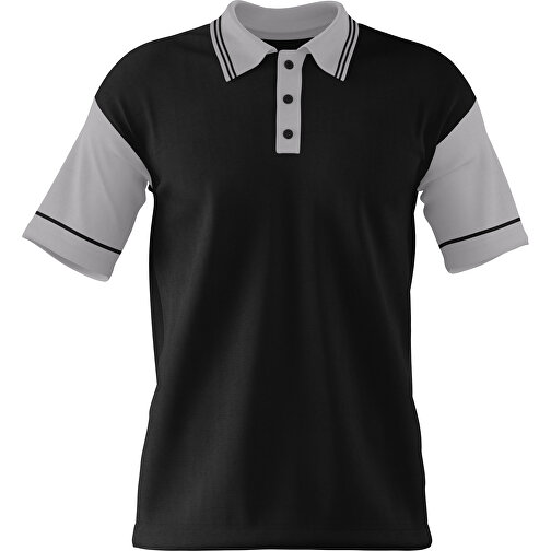 Poloshirt Individuell Gestaltbar , schwarz / hellgrau, 200gsm Poly / Cotton Pique, 2XL, 79,00cm x 63,00cm (Höhe x Breite), Bild 1