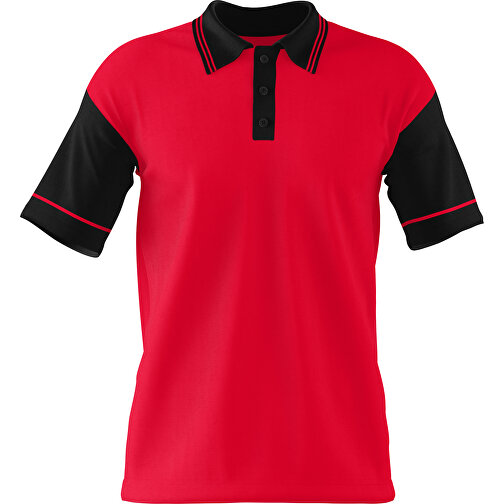 Poloshirt Individuell Gestaltbar , ampelrot / schwarz, 200gsm Poly / Cotton Pique, XS, 60,00cm x 40,00cm (Höhe x Breite), Bild 1