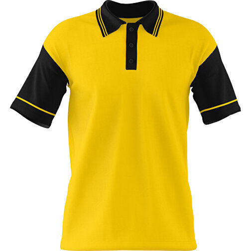 Poloshirt Individuell Gestaltbar , goldgelb / schwarz, 200gsm Poly / Cotton Pique, XS, 60,00cm x 40,00cm (Höhe x Breite), Bild 1