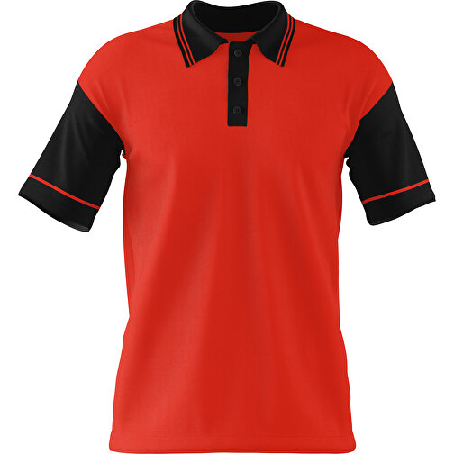 Poloshirt Individuell Gestaltbar , rot / schwarz, 200gsm Poly / Cotton Pique, S, 65,00cm x 45,00cm (Höhe x Breite), Bild 1