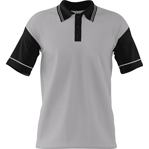 Poloshirt Individuell Gestaltbar , hellgrau / schwarz, 200gsm Poly / Cotton Pique, M, 70,00cm x 49,00cm (Höhe x Breite), Bild 1