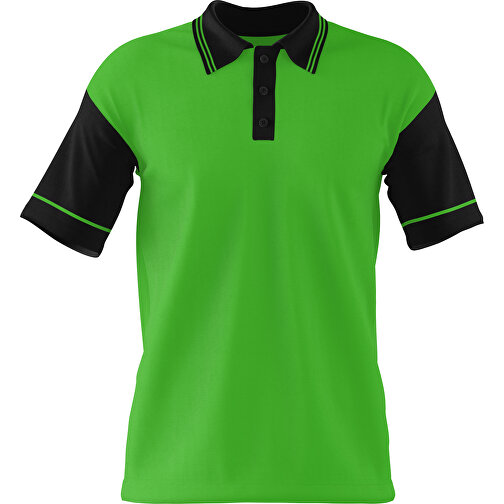 Poloshirt Individuell Gestaltbar , grasgrün / schwarz, 200gsm Poly / Cotton Pique, M, 70,00cm x 49,00cm (Höhe x Breite), Bild 1