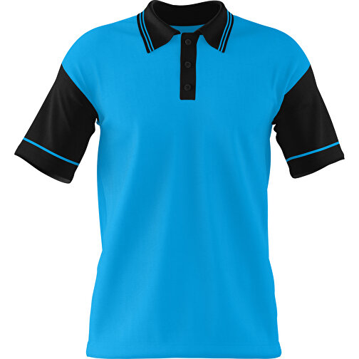Poloshirt Individuell Gestaltbar , himmelblau / schwarz, 200gsm Poly / Cotton Pique, M, 70,00cm x 49,00cm (Höhe x Breite), Bild 1