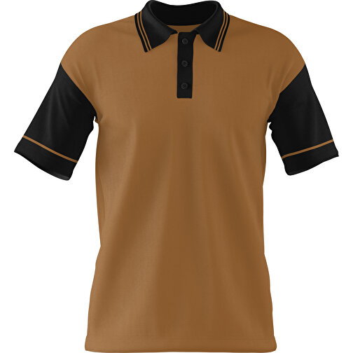 Poloshirt Individuell Gestaltbar , erdbraun / schwarz, 200gsm Poly / Cotton Pique, L, 73,50cm x 54,00cm (Höhe x Breite), Bild 1