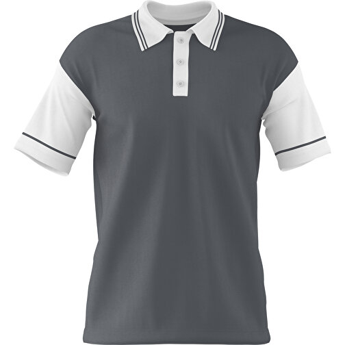 Poloshirt Individuell Gestaltbar , dunkelgrau / weiss, 200gsm Poly / Cotton Pique, XS, 60,00cm x 40,00cm (Höhe x Breite), Bild 1