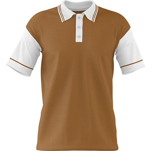 Poloshirt Individuell Gestaltbar , erdbraun / weiss, 200gsm Poly / Cotton Pique, XS, 60,00cm x 40,00cm (Höhe x Breite), Bild 1
