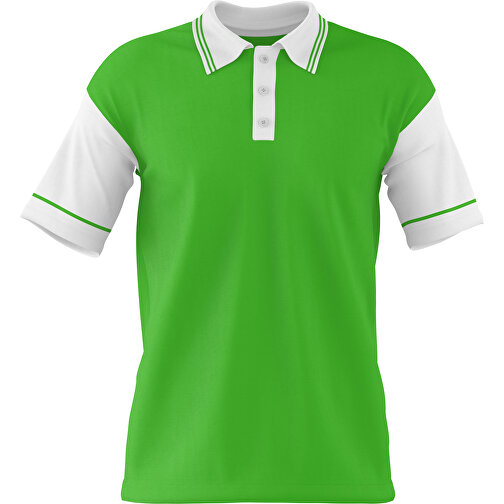Poloshirt Individuell Gestaltbar , grasgrün / weiß, 200gsm Poly / Cotton Pique, XS, 60,00cm x 40,00cm (Höhe x Breite), Bild 1