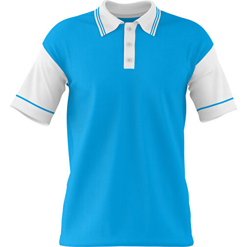 Poloshirt Individuell Gestaltbar , himmelblau / weiß, 200gsm Poly / Cotton Pique, XS, 60,00cm x 40,00cm (Höhe x Breite), Bild 1