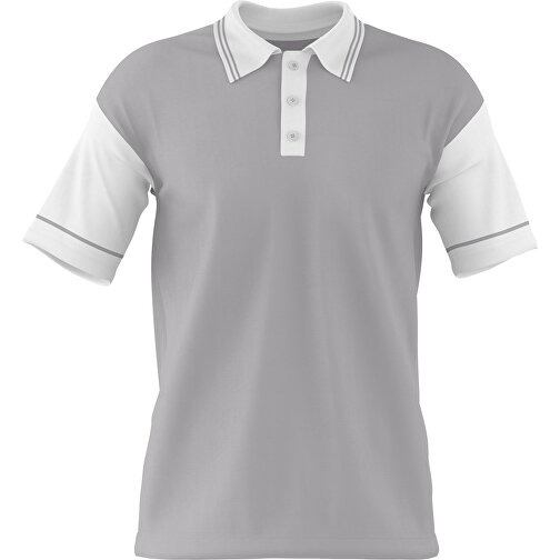 Poloshirt Individuell Gestaltbar , hellgrau / weiss, 200gsm Poly / Cotton Pique, S, 65,00cm x 45,00cm (Höhe x Breite), Bild 1