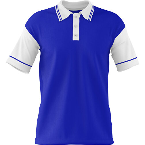 Poloshirt Individuell Gestaltbar , blau / weiss, 200gsm Poly / Cotton Pique, S, 65,00cm x 45,00cm (Höhe x Breite), Bild 1