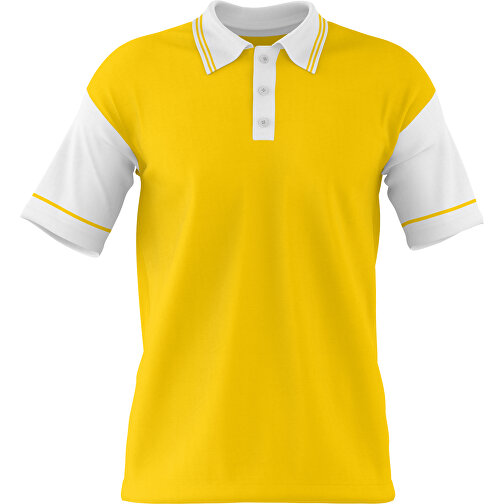 Poloshirt Individuell Gestaltbar , goldgelb / weiss, 200gsm Poly / Cotton Pique, S, 65,00cm x 45,00cm (Höhe x Breite), Bild 1