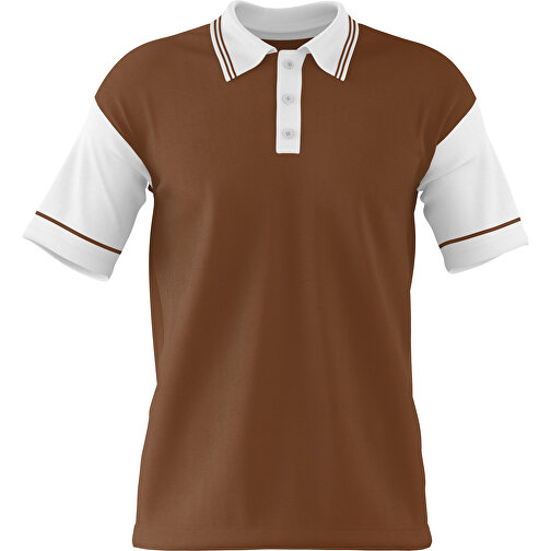 Poloshirt Individuell Gestaltbar , dunkelbraun / weiss, 200gsm Poly / Cotton Pique, M, 70,00cm x 49,00cm (Höhe x Breite), Bild 1