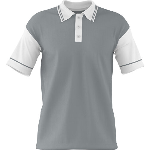 Poloshirt Individuell Gestaltbar , silber / weiss, 200gsm Poly / Cotton Pique, 3XL, 81,00cm x 66,00cm (Höhe x Breite), Bild 1