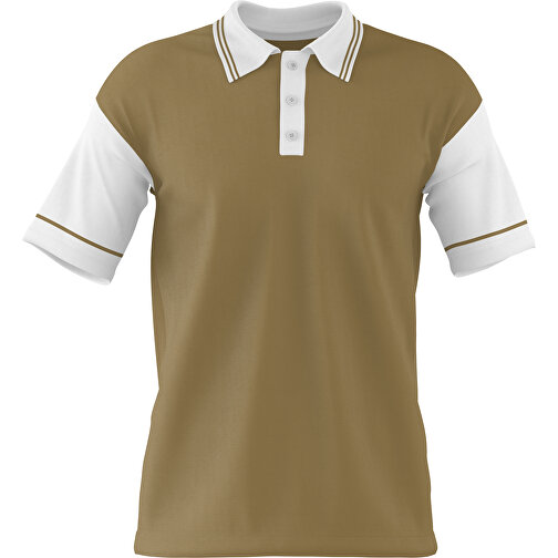 Poloshirt Individuell Gestaltbar , gold / weiss, 200gsm Poly / Cotton Pique, 2XL, 79,00cm x 63,00cm (Höhe x Breite), Bild 1
