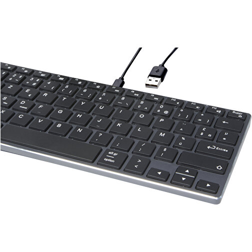 Hybrid Bluetooth Tastatur – AZERTY , schwarz, Aluminium, ABS Kunststoff, 28,20cm x 1,50cm x 11,60cm (Länge x Höhe x Breite), Bild 10