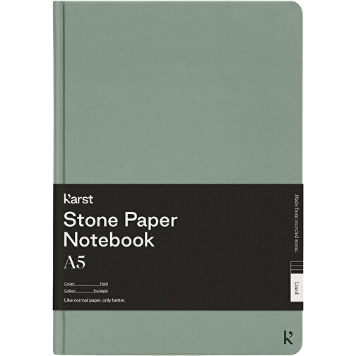 Karst® A5 Hardcover Notizbuch , heather grün, Steinpapier, 21,00cm x 1,65cm x 14,80cm (Länge x Höhe x Breite), Bild 2